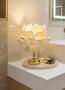 Opviq Lámpara de Mesa Eva Crema y Dorado Brillante